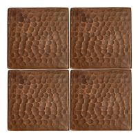 3" Square Oil Rubbed Bronze Hammered Copper Tile