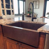 30" Apron Front Oil Rubbed Bronze Hammered Copper Single Basin Kitchen Sink