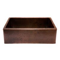 30" Apron Front Oil Rubbed Bronze Hammered Copper Single Basin Kitchen Sink
