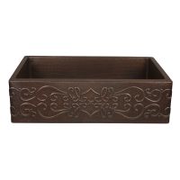 30" Apron Front Scroll Oil Rubbed Bronze Hammered Copper Single Basin Kitchen Sink