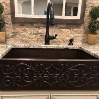 30" Apron Front Scroll Oil Rubbed Bronze Hammered Copper Single Basin Kitchen Sink