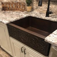 30" Apron Front Scroll Oil Rubbed Bronze Hammered Copper Single Basin Kitchen Sink