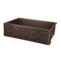 30" Apron Front Scroll Oil Rubbed Bronze Hammered Copper Single Basin Kitchen Sink