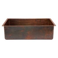 30" Oil Rubbed Bronze Hammered Copper Single Basin Kitchen Sink