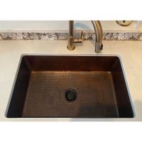 30" Oil Rubbed Bronze Hammered Copper Single Basin Kitchen Sink