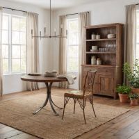 Barnwood Dining Table: Some lifestyle images are created with AI for visualization purposes. Crafted from natural solid wood, each piece is unique and will vary.