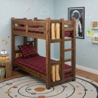 Rustic Bunk Bed: Some lifestyle images are created with AI for visualization purposes. Crafted from natural solid wood, each piece is unique and will vary.