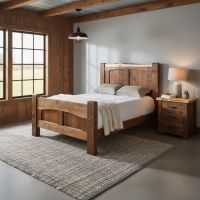 Bed: Some lifestyle images are created with AI for visualization purposes. Crafted from natural solid wood, each piece is unique and will vary.