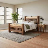 Bed: Some lifestyle images are created with AI for visualization purposes. Crafted from natural solid wood, each piece is unique and will vary.