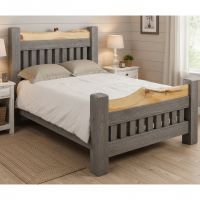Rustic Bed: Some lifestyle images are created with AI for visualization purposes. Crafted from natural solid wood, each piece is unique and will vary.