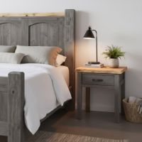 Pine Nightstand: Some lifestyle images are created with AI for visualization purposes. Crafted from natural solid wood, each piece is unique and will vary.