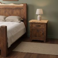 Rustic Nightstand: Some lifestyle images are created with AI for visualization purposes. Crafted from natural solid wood, each piece is unique and will vary.