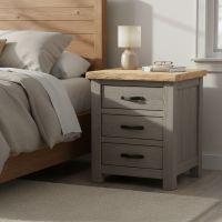 Rustic Pine Nightstand: Some lifestyle images are created with AI for visualization purposes. Crafted from natural solid wood, each piece is unique and will vary.