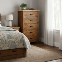 Chest of Drawers: Some lifestyle images are created with AI for visualization purposes. Crafted from natural solid wood, each piece is unique and will vary.