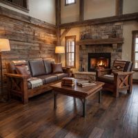 Rustic Coffee Table: Some lifestyle images are created with AI for visualization purposes. Crafted from natural solid wood, each piece is unique and will vary.