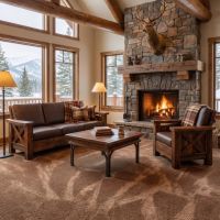 Rustic Barn Wood Coffee Table: Some lifestyle images are created with AI for visualization purposes. Crafted from natural solid wood, each piece is unique and will vary.