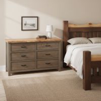 6 Drawer Dresser: Some lifestyle images are created with AI for visualization purposes. Crafted from natural solid wood, each piece is unique and will vary.