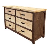 Canterbury 6 Drawer Pine Dresser - Rustic Umber With Clear Finish