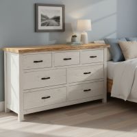 7 Drawer Dresser: Some lifestyle images are created with AI for visualization purposes. Crafted from natural solid wood, each piece is unique and will vary.