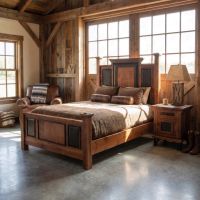 Rustic Nightstand: Some lifestyle images are created with AI for visualization purposes. Crafted from natural solid wood, each piece is unique and will vary.