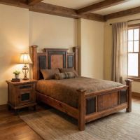 Barn Wood Bed: Some lifestyle images are created with AI for visualization purposes. Crafted from natural solid wood, each piece is unique and will vary.