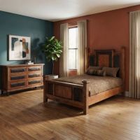 Barn Wood Bed: Some lifestyle images are created with AI for visualization purposes. Crafted from natural solid wood, each piece is unique and will vary.