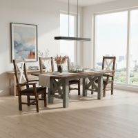 Solid Wood Dining Table: Some lifestyle images are created with AI for visualization purposes. Crafted from natural solid wood, each piece is unique and will vary.