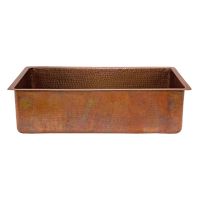 33" Antique Hammered Copper Single Basin Kitchen Sink