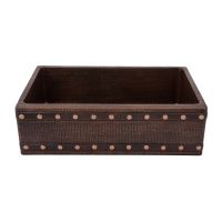 33" Apron Front Barrel Strap Oil Rubbed Bronze Hammered Copper Single Basin Kitchen Sink