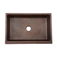 33" Apron Front Barrel Strap Oil Rubbed Bronze Hammered Copper Single Basin Kitchen Sink