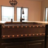 33" Apron Front Barrel Strap Oil Rubbed Bronze Hammered Copper Single Basin Kitchen Sink