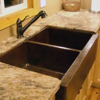 33" Apron Front Oil Rubbed Bronze Hammered Copper 50/50 Double Basin Kitchen Sink