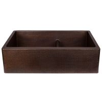 33" Apron Front Oil Rubbed Bronze Hammered Copper 60/40 Short Divider Double Basin Kitchen Sink