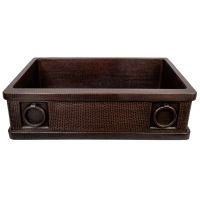 33" Apron Front Rings Oil Rubbed Bronze Hammered Copper Single Basin Kitchen Sink