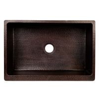 33" Apron Front Rings Oil Rubbed Bronze Hammered Copper Single Basin Kitchen Sink