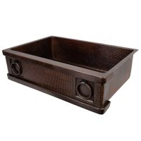 33" Apron Front Rings Oil Rubbed Bronze Hammered Copper Single Basin Kitchen Sink