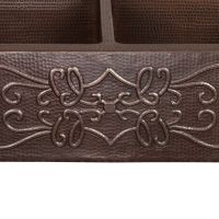 33" Apron Front Scroll Oil Rubbed Bronze Hammered Copper 50/50 Double Basin Kitchen Sink