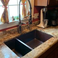 33" Oil Rubbed Bronze Hammered Copper 25/75 Double Basin Kitchen Sink