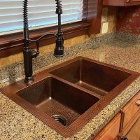33" Oil Rubbed Bronze Hammered Copper 40/60 Double Basin Kitchen Sink