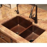33" Oil Rubbed Bronze Hammered Copper 60/40 Double Basin Kitchen Sink