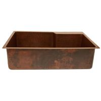 33" Oil Rubbed Bronze Hammered Copper Faucet Mount Single Basin Kitchen Sink