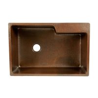 33" Oil Rubbed Bronze Hammered Copper Faucet Mount Single Basin Kitchen Sink