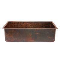 33" Oil Rubbed Bronze Hammered Copper Single Basin Kitchen Sink