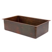 33" Oil Rubbed Bronze Hammered Copper Single Basin Kitchen Sink