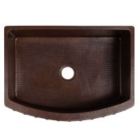 33" Rounded Apron Barrel Strap Oil Rubbed Bronze Hammered Copper Single Basin Kitchen Sink