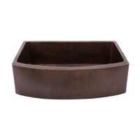 33" Rounded Apron Oil Rubbed Bronze Hammered Copper Single Basin Kitchen Sink