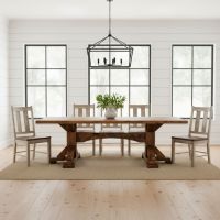 Rustic Dining Table: Some lifestyle images are created with AI for visualization purposes. Crafted from natural solid wood, each piece is unique and will vary.