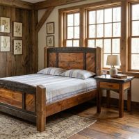 Rustic Nightstand: Some lifestyle images are created with AI for visualization purposes. Crafted from natural solid wood, each piece is unique and will vary.