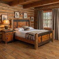 Rustic Nightstand: Some lifestyle images are created with AI for visualization purposes. Crafted from natural solid wood, each piece is unique and will vary.