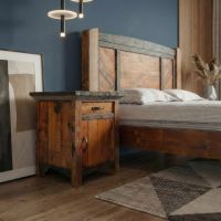 Enclosed Nightstand: Some lifestyle images are created with AI for visualization purposes. Crafted from natural solid wood, each piece is unique and will vary.